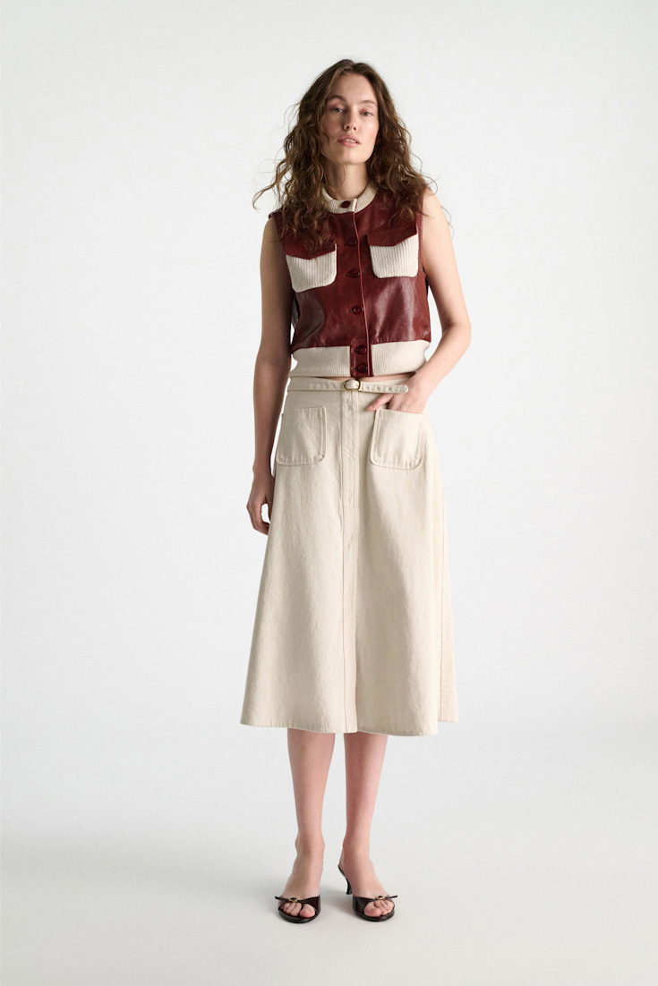 Dorothee Schumacher Leather and knit vest marsala