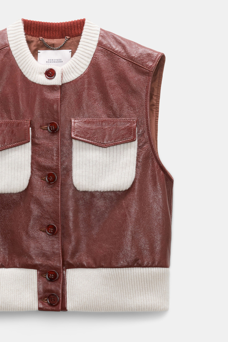 Dorothee Schumacher Leather and knit vest marsala