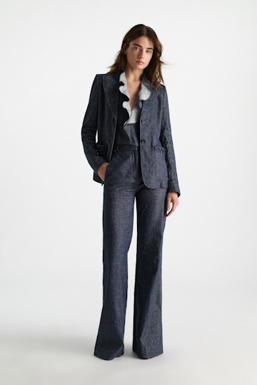 Dorothee Schumacher Cotton-linen flares denim blue