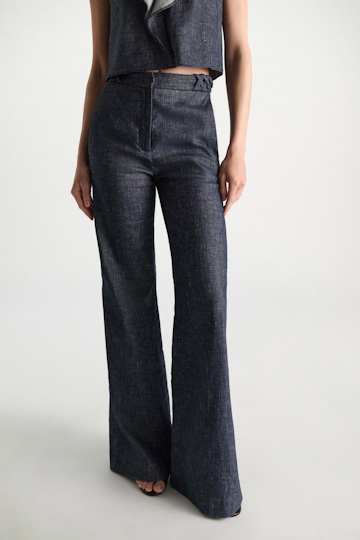 Dorothee Schumacher Cotton-linen flares denim blue