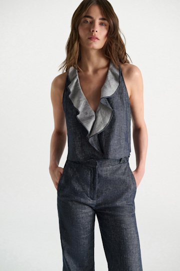 Dorothee Schumacher Cotton-linen vest top denim blue
