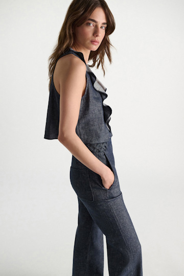 Dorothee Schumacher Cotton-linen vest top denim blue