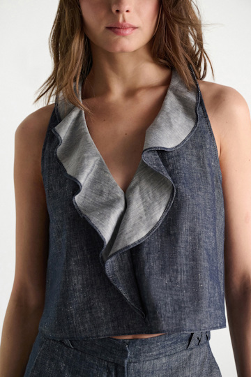 Dorothee Schumacher Cotton-linen vest top denim blue