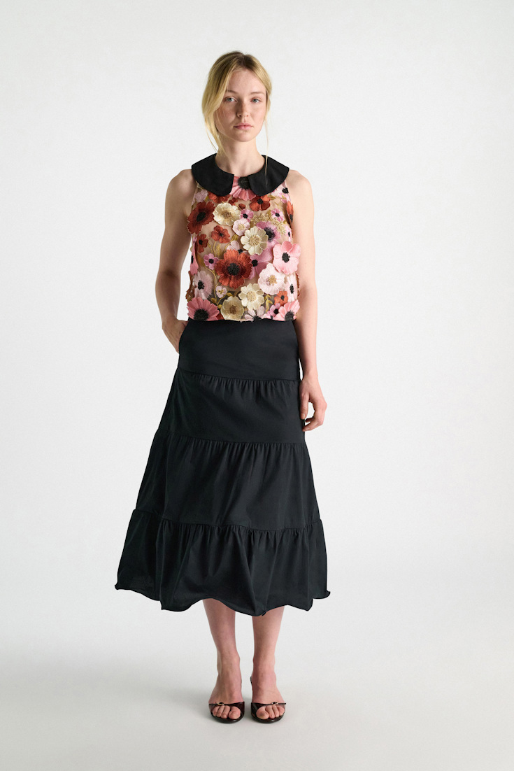 Dorothee Schumacher A-line top with 3D embroidery Multi Flower