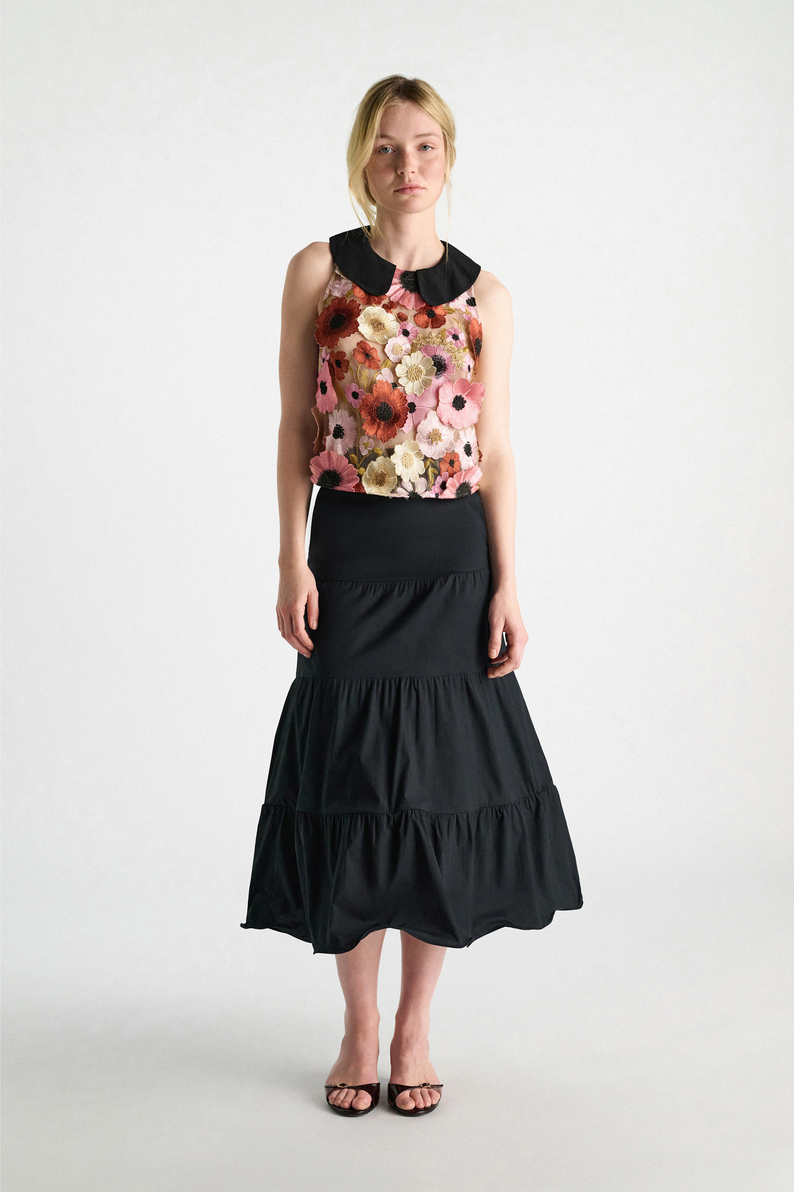 Dorothee Schumacher A-line top with 3D embroidery Multi Flower