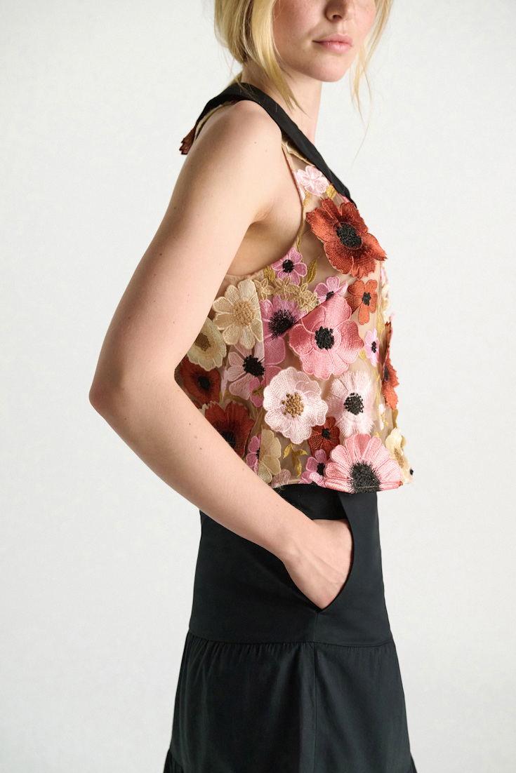 Dorothee Schumacher A-line top with 3D embroidery Multi Flower
