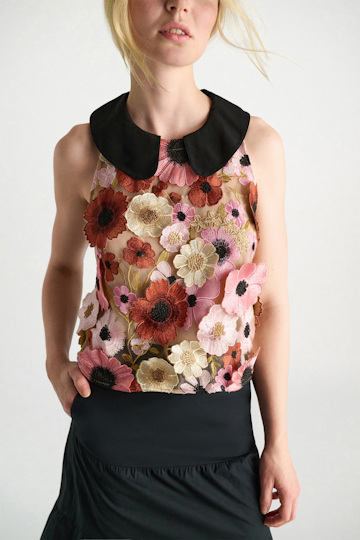 Dorothee Schumacher A-line top with 3D embroidery Multi Flower