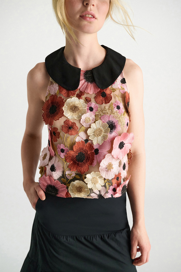Dorothee Schumacher A-line top with 3D embroidery Multi Flower