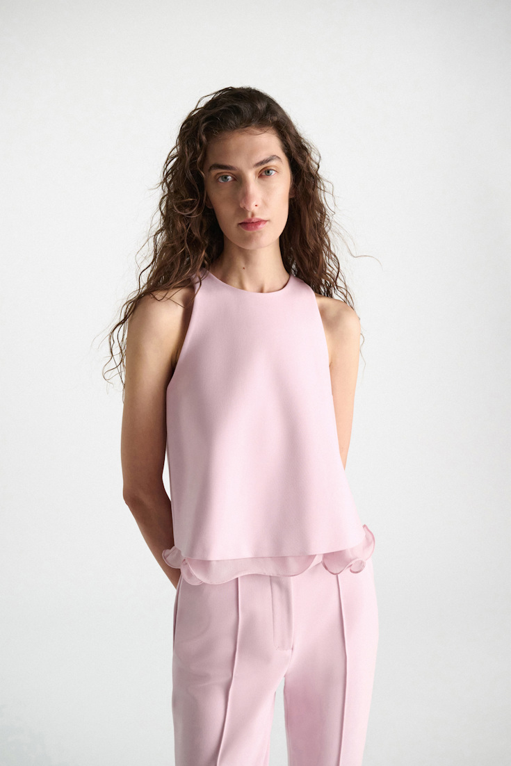Dorothee Schumacher Shell in Punto Milano with georgette hem candy