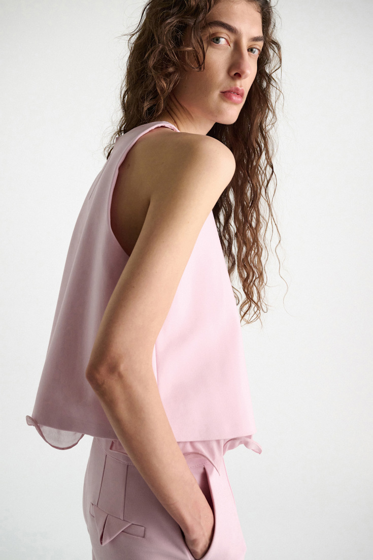 Dorothee Schumacher Shell in Punto Milano with georgette hem candy