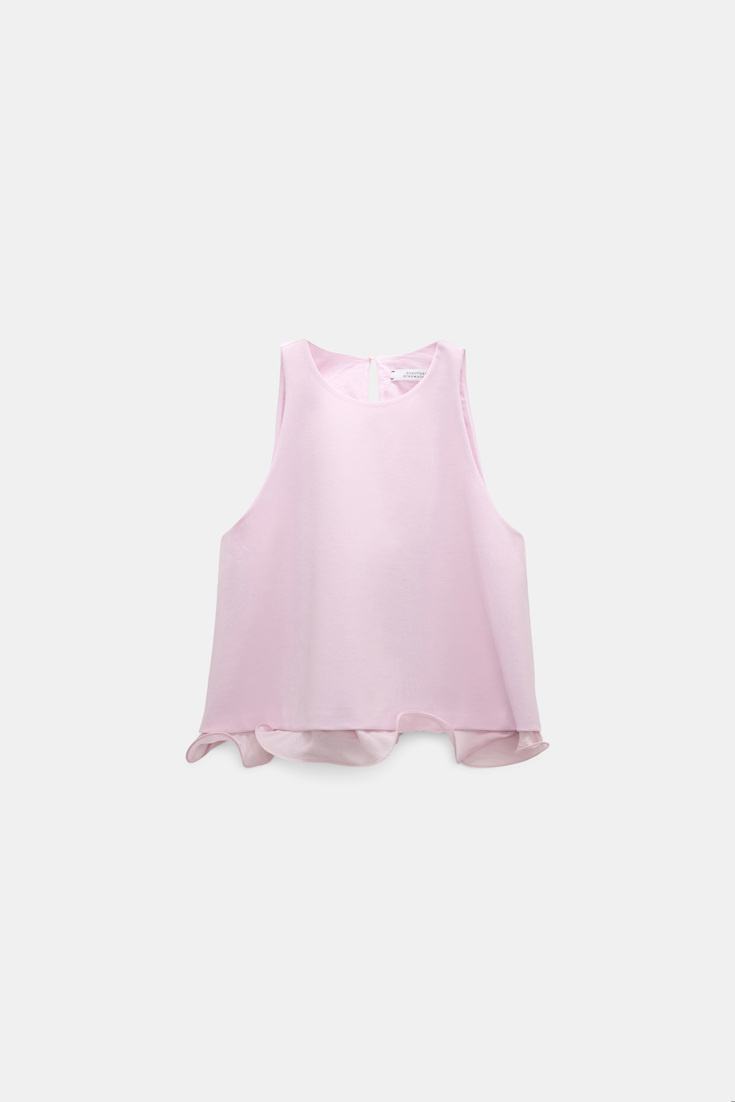 Dorothee Schumacher Shell in Punto Milano with georgette hem candy