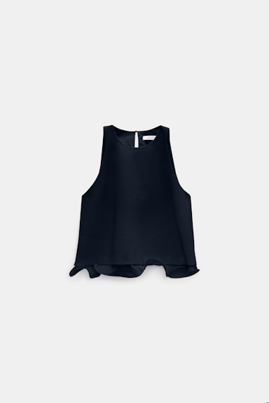 Dorothee Schumacher Shell in Punto Milano with georgette hem dark navy
