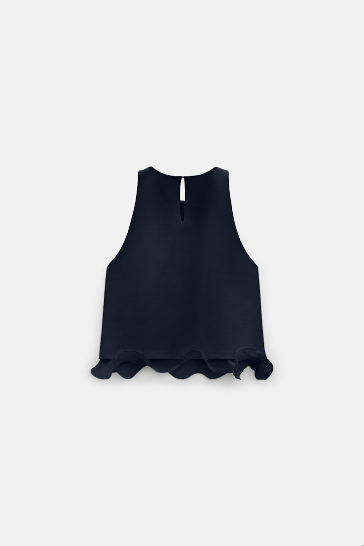 Dorothee Schumacher Shell in Punto Milano with georgette hem dark navy