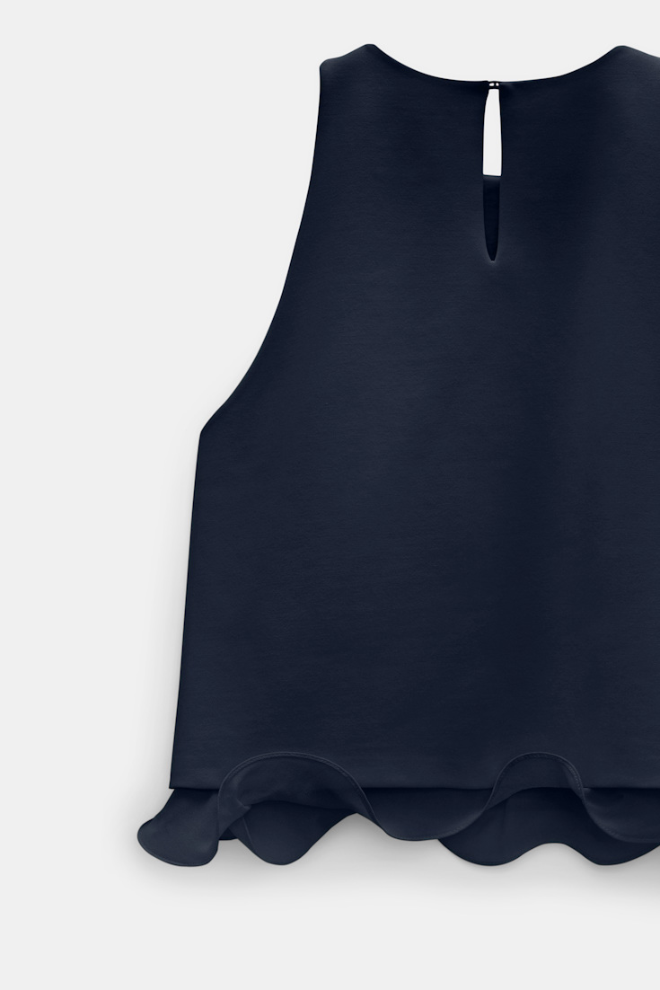 Dorothee Schumacher Shell in Punto Milano with georgette hem dark navy