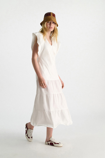 Dorothee Schumacher Stretch cotton poplin tiered midi-dress pure white