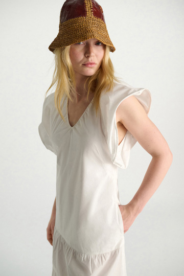 Dorothee Schumacher Stretch cotton poplin tiered midi-dress pure white
