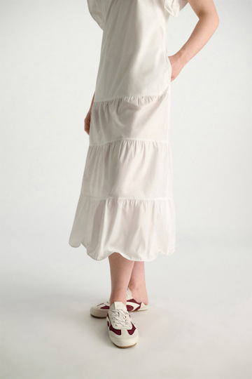 Dorothee Schumacher Stretch cotton poplin tiered midi-dress pure white