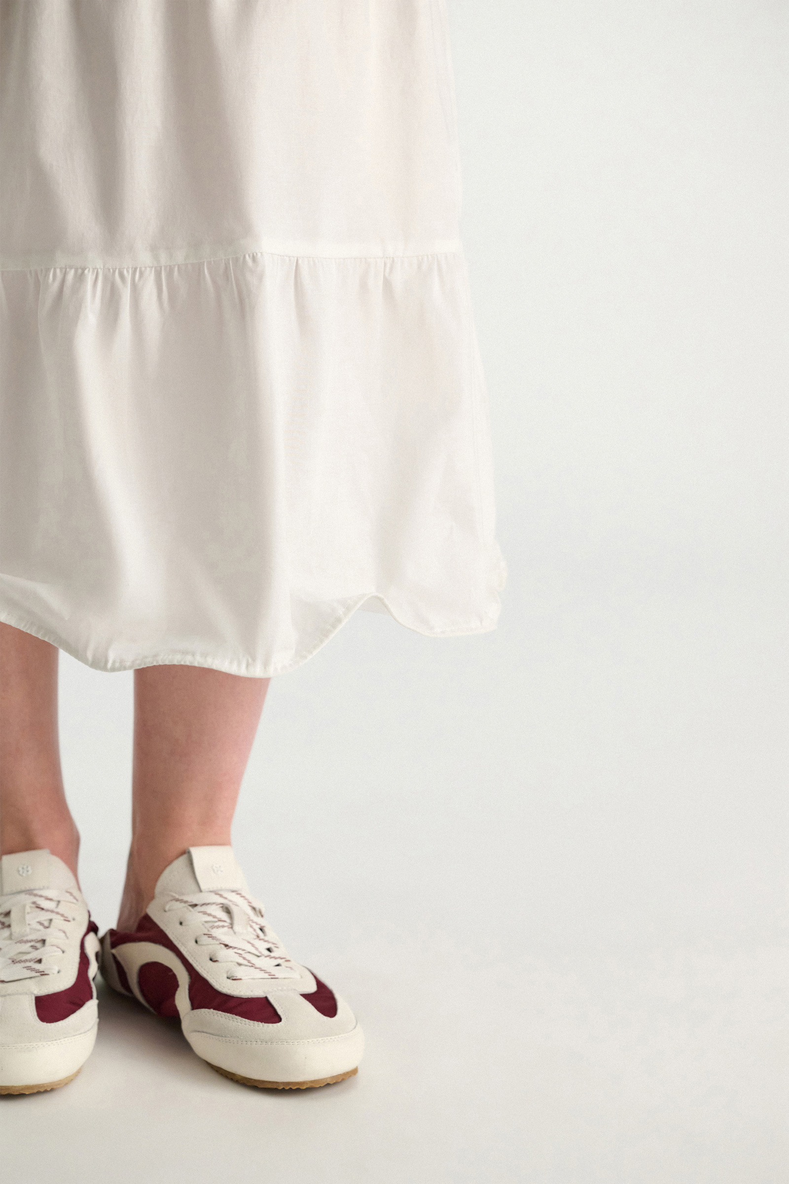Dorothee Schumacher Stretch cotton poplin tiered midi-dress pure white