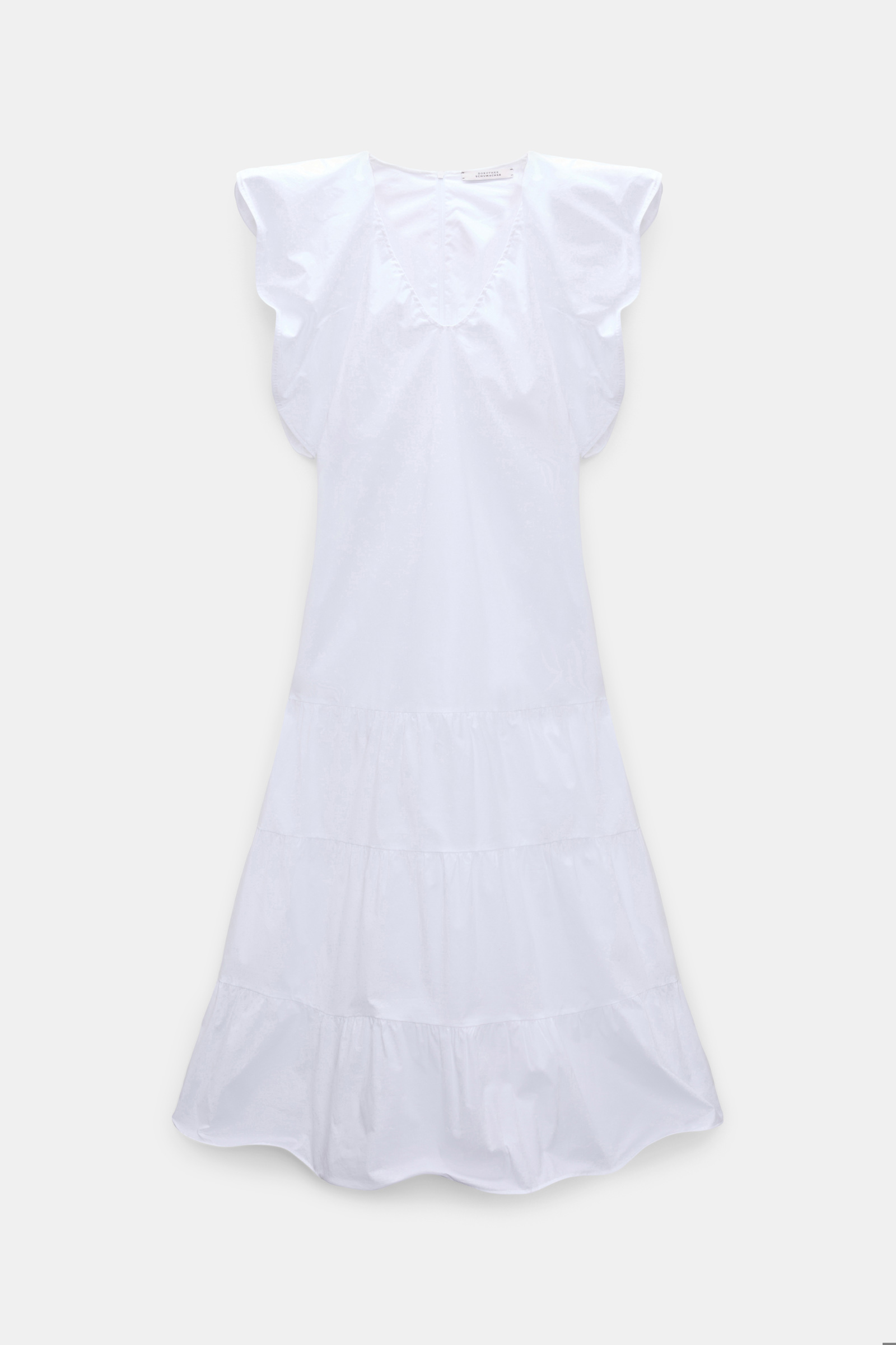 Dorothee Schumacher Stretch cotton poplin tiered midi-dress pure white