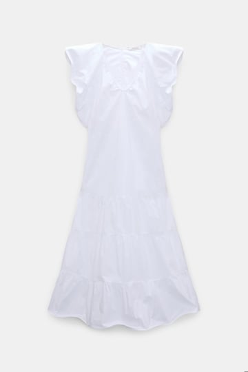 Dorothee Schumacher Stretch cotton poplin tiered midi-dress pure white