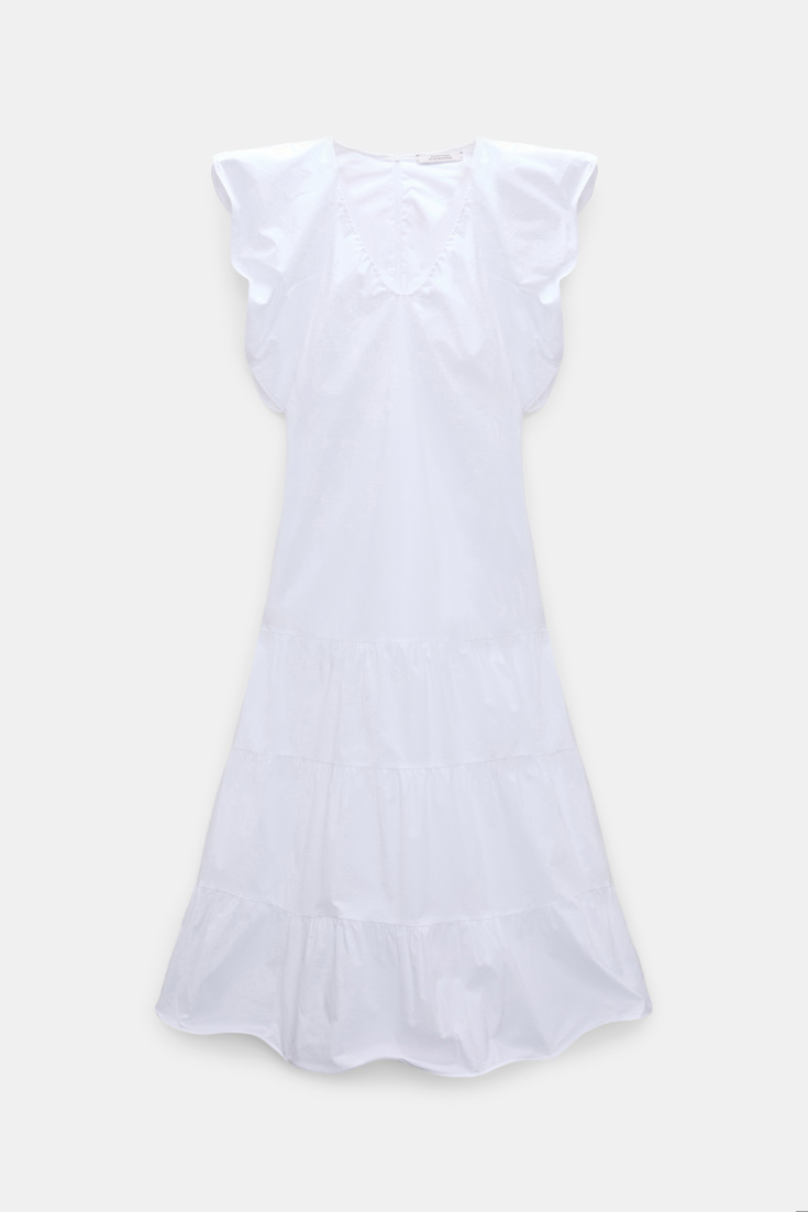 Dorothee Schumacher Stretch cotton poplin tiered midi-dress pure white