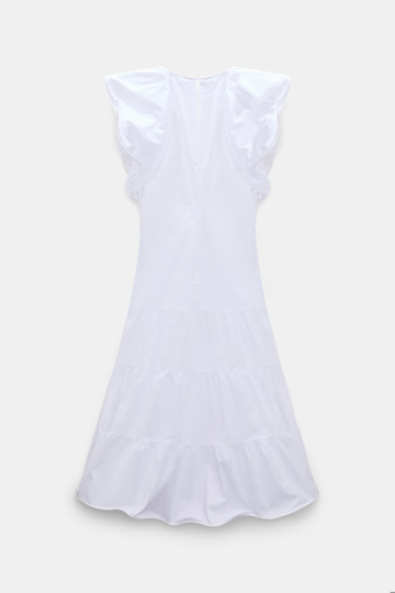 Dorothee Schumacher Stretch cotton poplin tiered midi-dress pure white