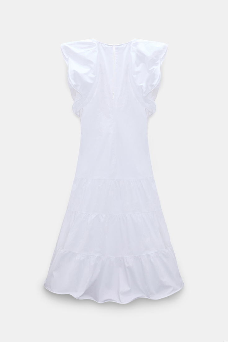 Dorothee Schumacher Stretch cotton poplin tiered midi-dress pure white