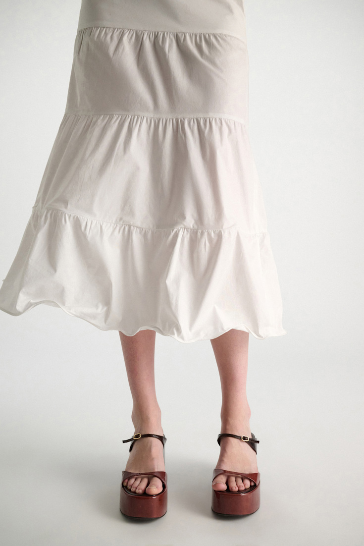Dorothee Schumacher Stretch cotton poplin tiered skirt pure white
