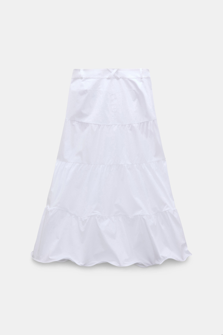 Dorothee Schumacher Stretch cotton poplin tiered skirt pure white
