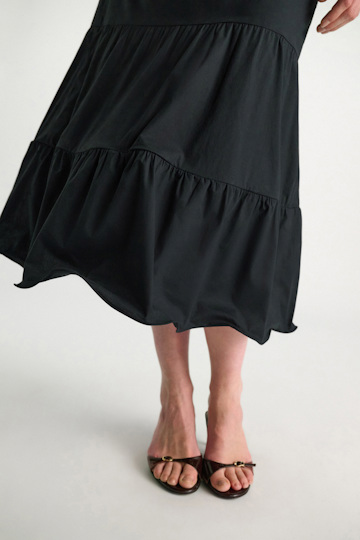 Dorothee Schumacher Stretch cotton poplin tiered skirt pure black