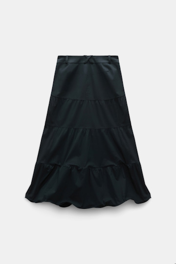 Dorothee Schumacher Stretch cotton poplin tiered skirt pure black