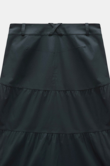 Dorothee Schumacher Stretch cotton poplin tiered skirt pure black