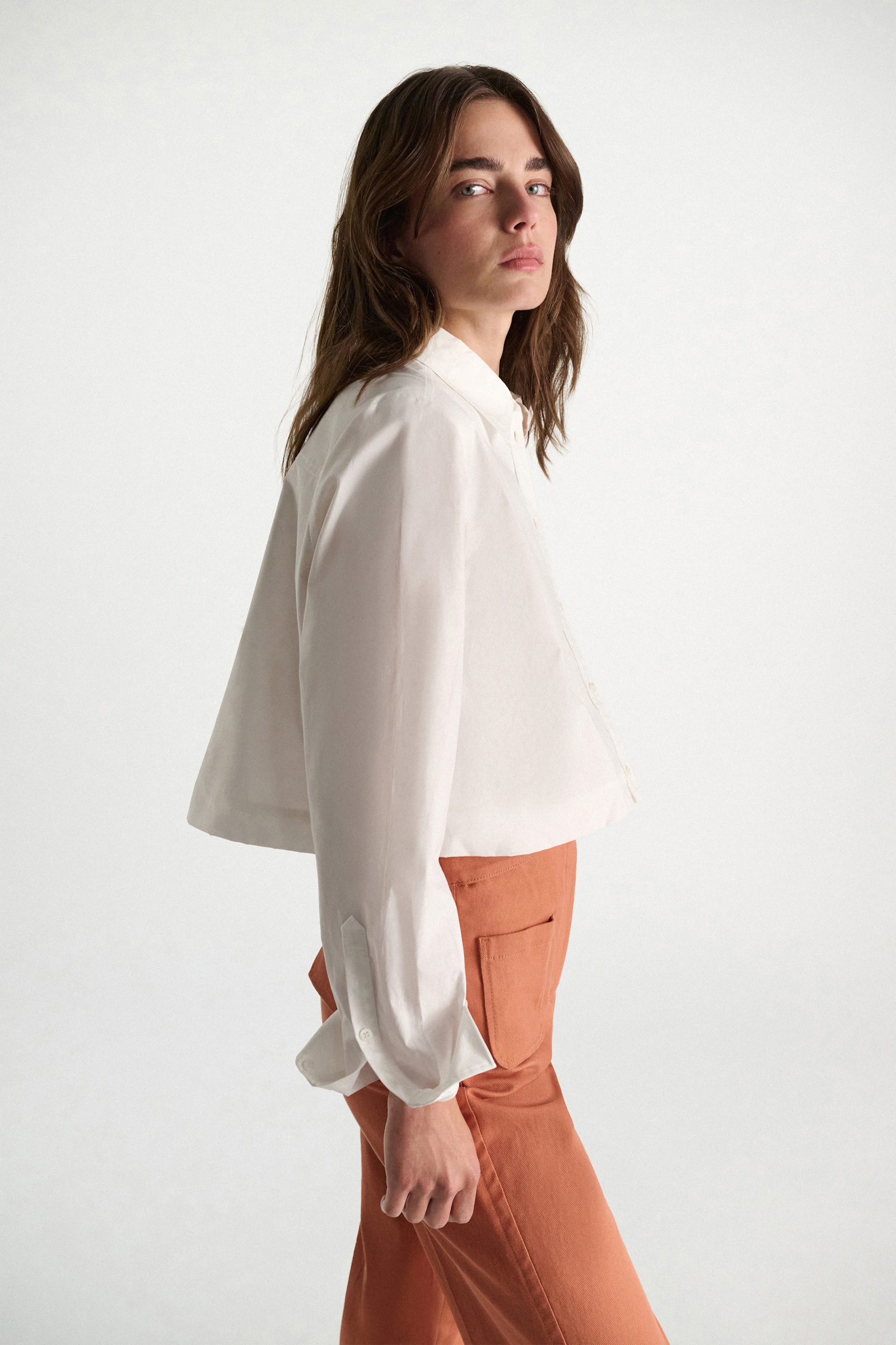 Dorothee Schumacher Stretch cotton poplin A-line shirt pure white
