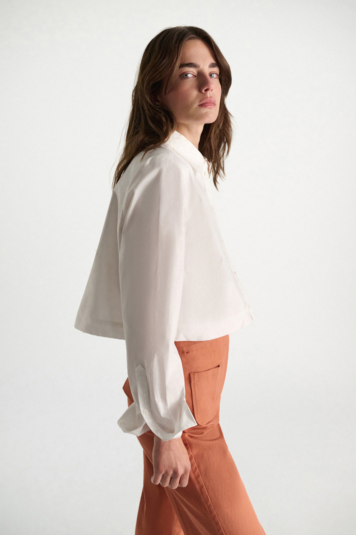 Dorothee Schumacher Stretch cotton poplin A-line shirt pure white