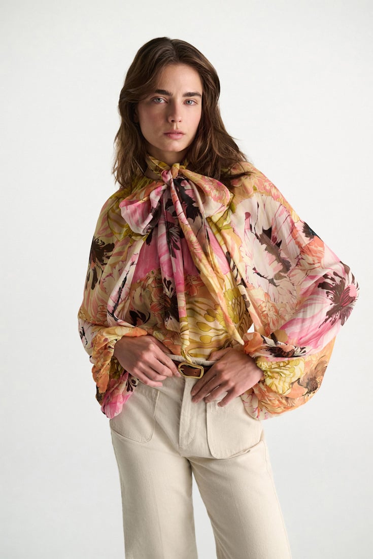 Dorothee Schumacher Signature print viscose georgette blouse and scarf set boho flower print