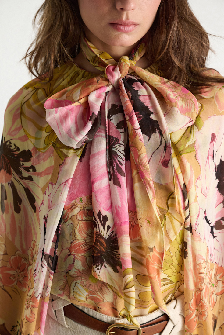 Dorothee Schumacher Signature print viscose georgette blouse and scarf set boho flower print
