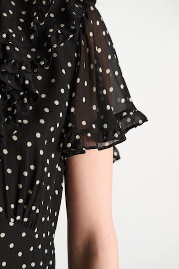 Dorothee Schumacher Polka dot dress in viscose georgette white dot on blk