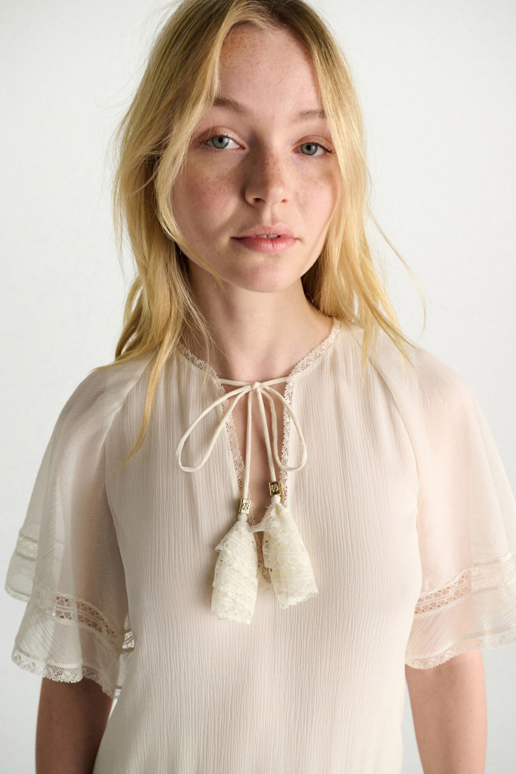 Dorothee Schumacher Tiered dress in cotton-silk crinkle georgette orchid white