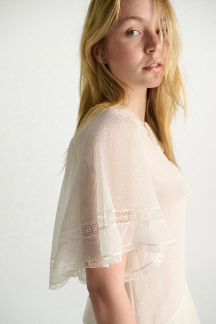 Dorothee Schumacher Tiered dress in cotton-silk crinkle georgette orchid white