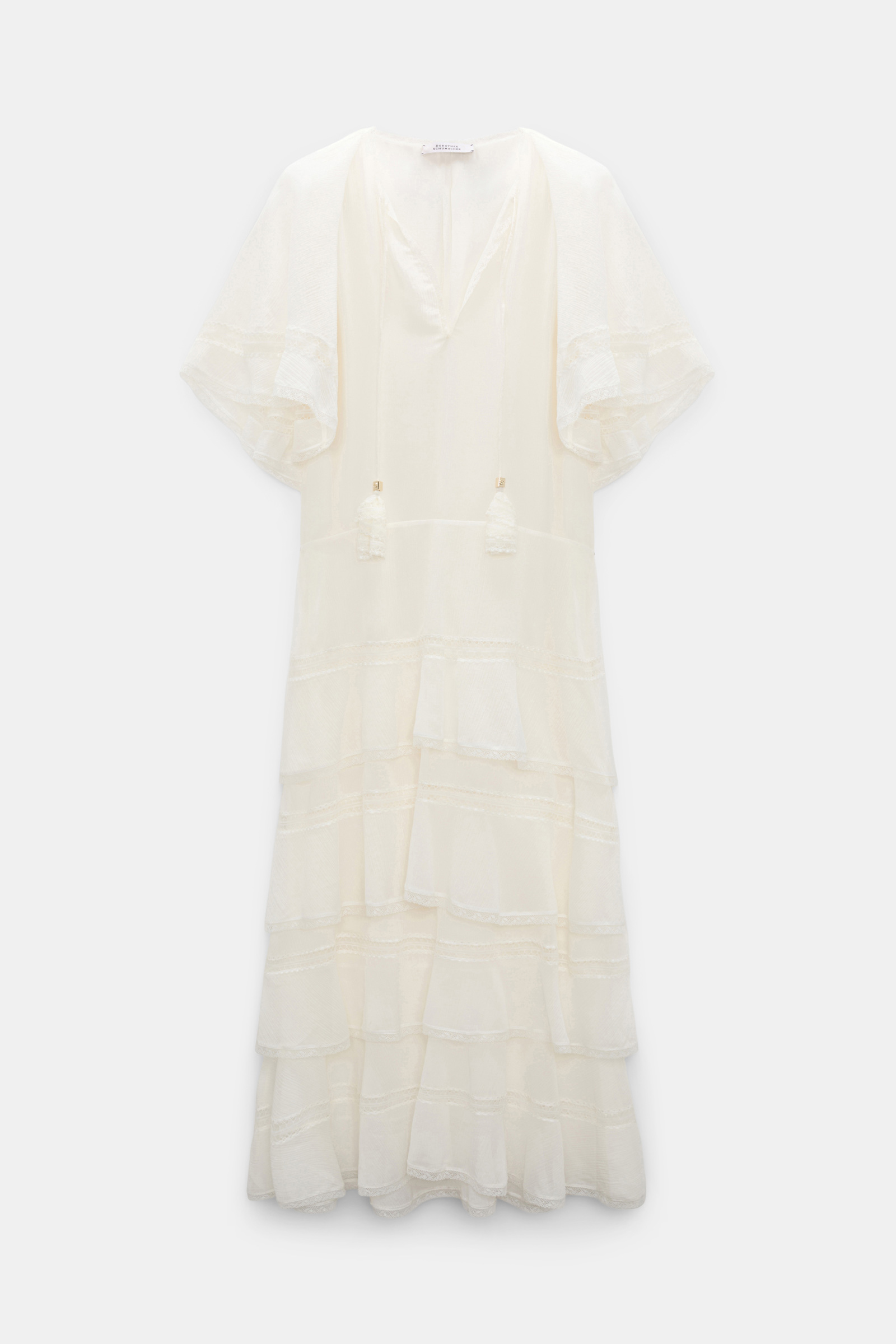 Dorothee Schumacher Tiered dress in cotton-silk crinkle georgette orchid white