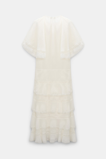 Dorothee Schumacher Tiered dress in cotton-silk crinkle georgette orchid white