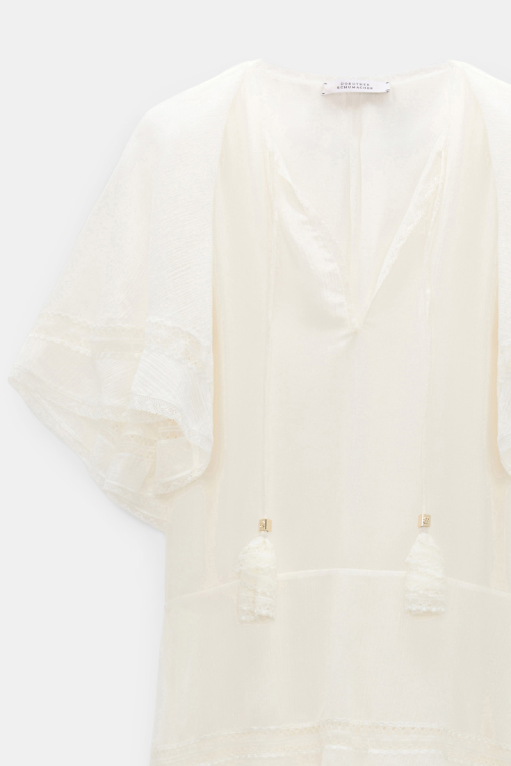 Dorothee Schumacher Tiered dress in cotton-silk crinkle georgette orchid white
