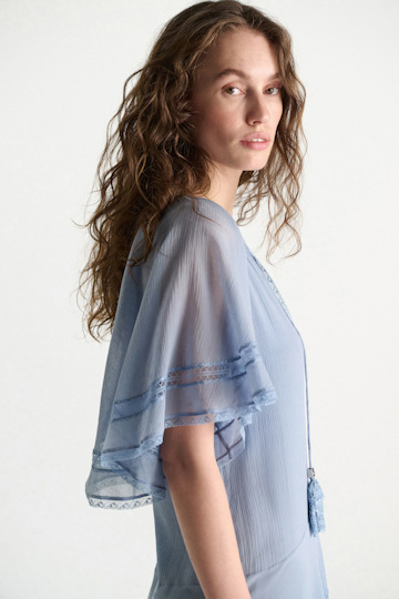 Dorothee Schumacher Tiered dress in cotton-silk crinkle georgette mineral blue