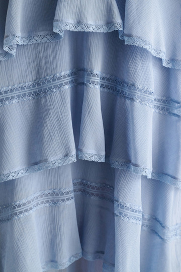 Dorothee Schumacher Tiered dress in cotton-silk crinkle georgette mineral blue