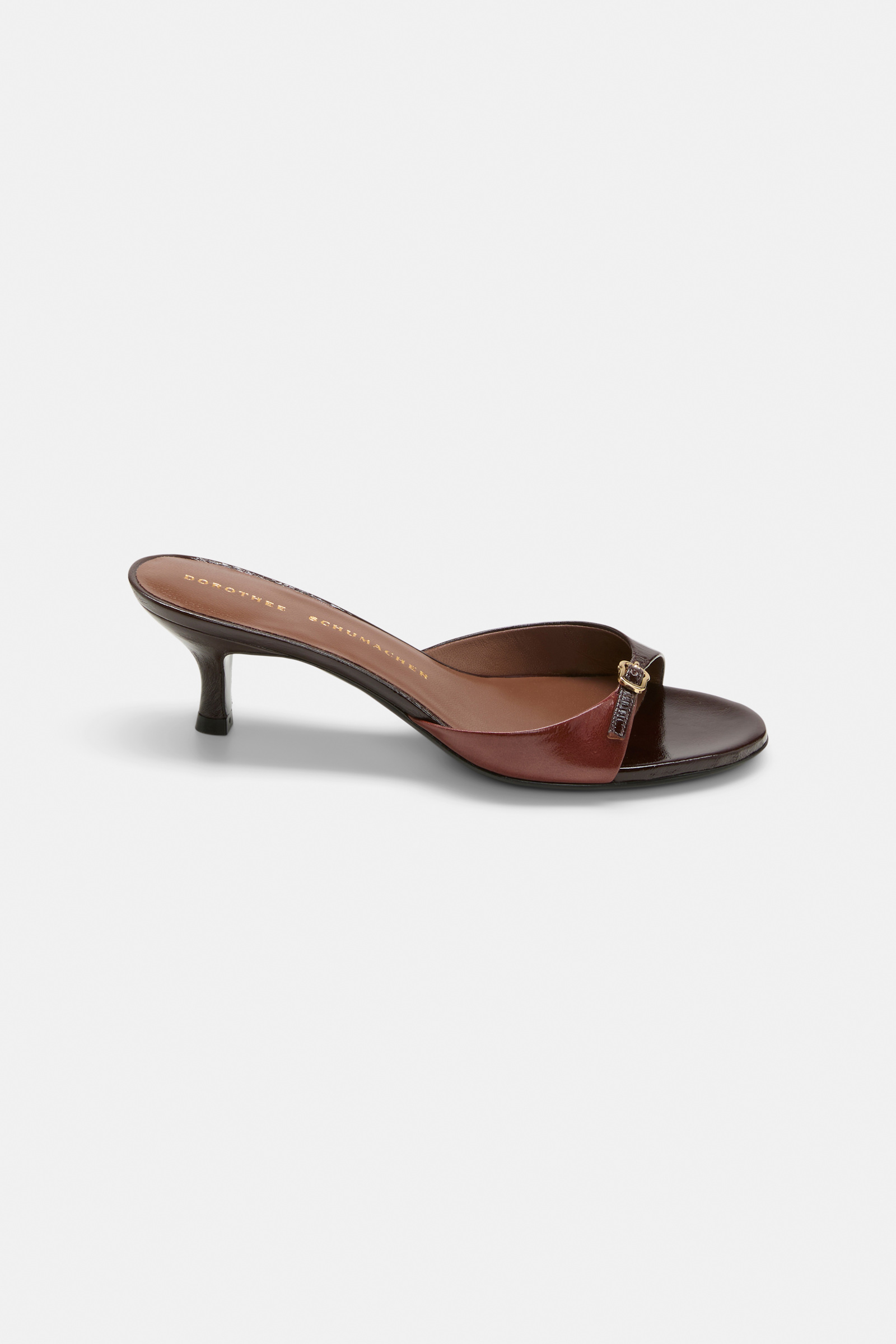 Dorothee Schumacher Buckle strap kitten heels bordeaux/rust/tan mix