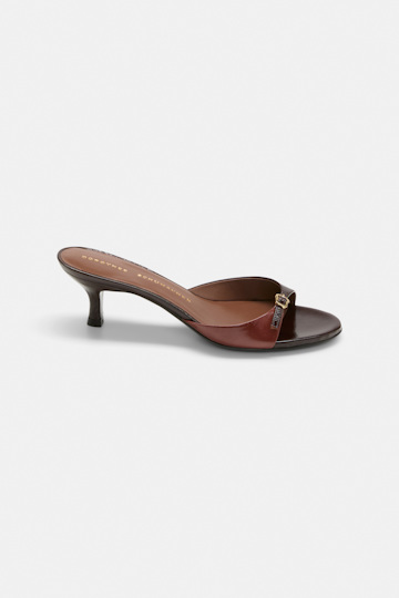 Dorothee Schumacher Buckle strap kitten heels bordeaux/rust/tan mix