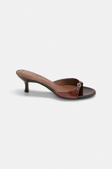 Dorothee Schumacher Buckle strap kitten heels bordeaux/rust/tan mix