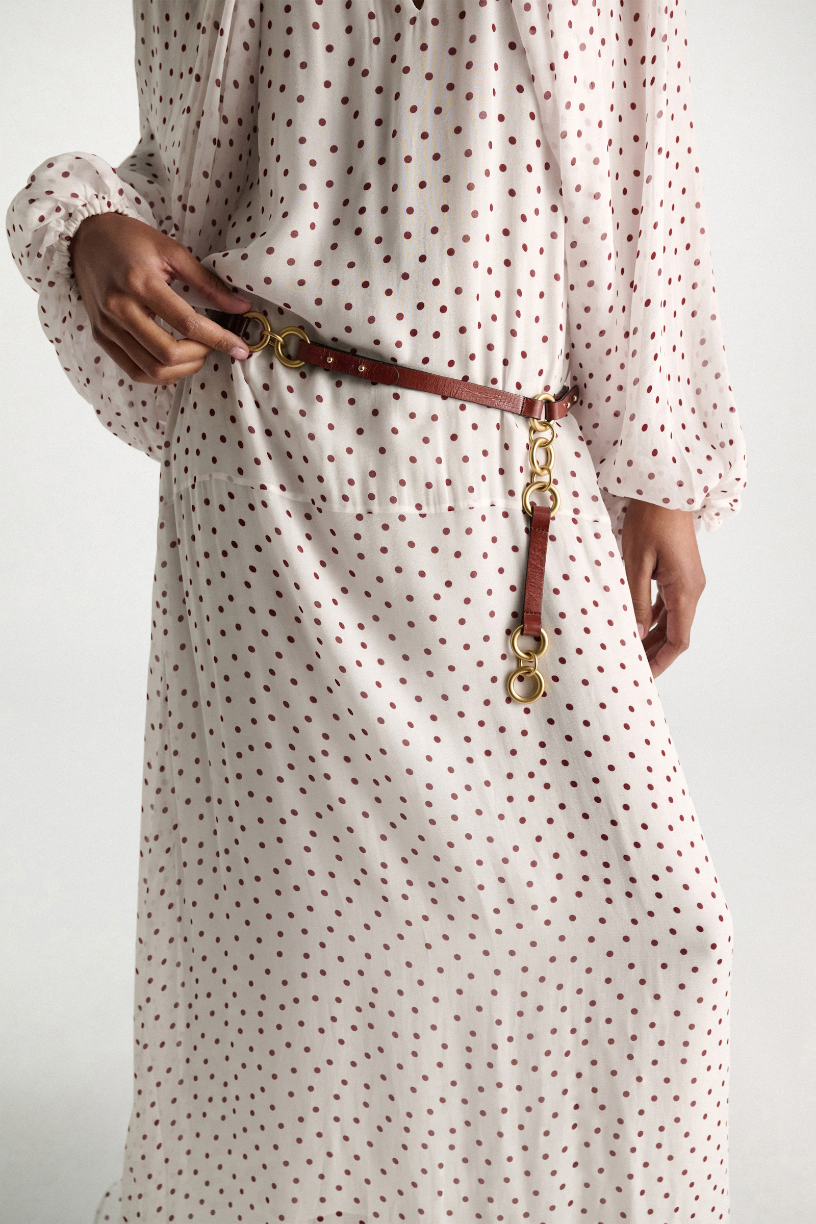 Dorothee Schumacher Chain detailed belt bordeaux/rust/tan mix