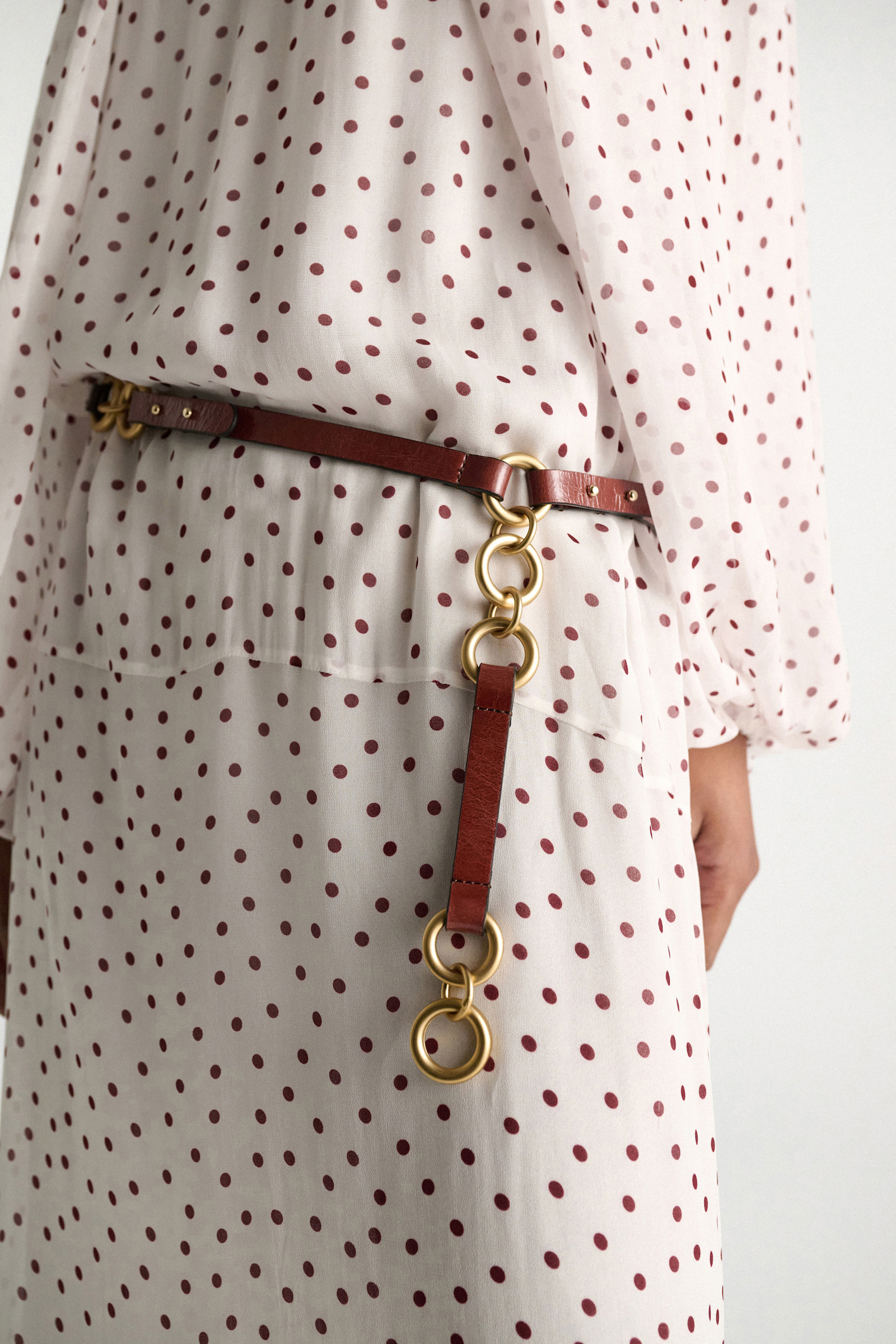 Dorothee Schumacher Chain detailed belt bordeaux/rust/tan mix