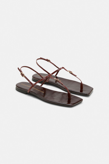 Dorothee Schumacher Toe post buckle sandals bordeaux/rust/tan mix